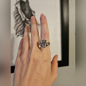 Bloodmilk Ghost Rose Quartz Persephone's Diadem Ring, Oversized